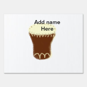 Yellow brown drum watercolor add name hand-drawn s sign