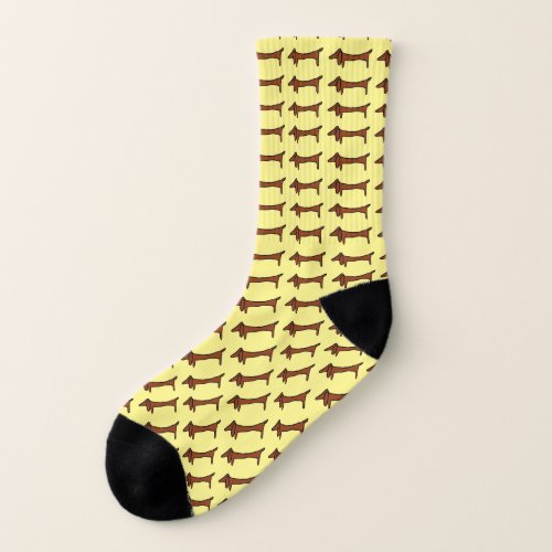 Yellow Brown Famous Dachshund Socks