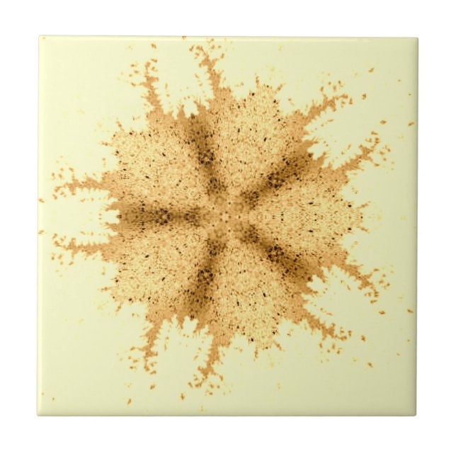 Yellow brown geometric abstract art ceramic tile (Front)