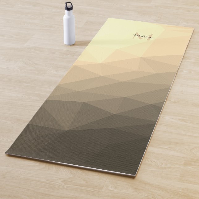 Yellow brown geometric mesh ombre pattern Monogram Yoga Mat (In Situ)