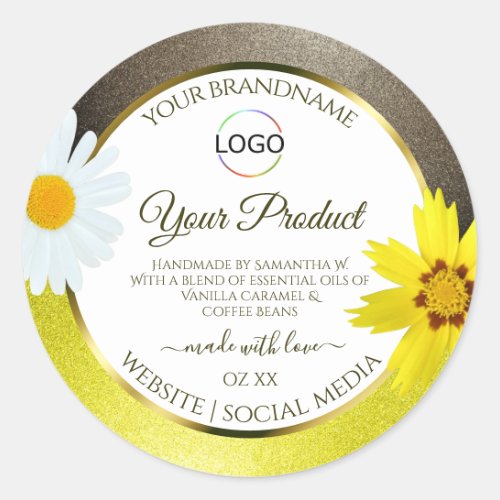 Yellow Brown Glitter White Product Labels Add Logo