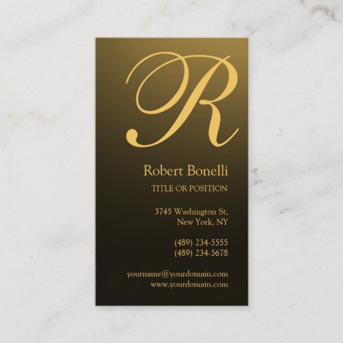Yellow Brown Gold Monogram Business Card