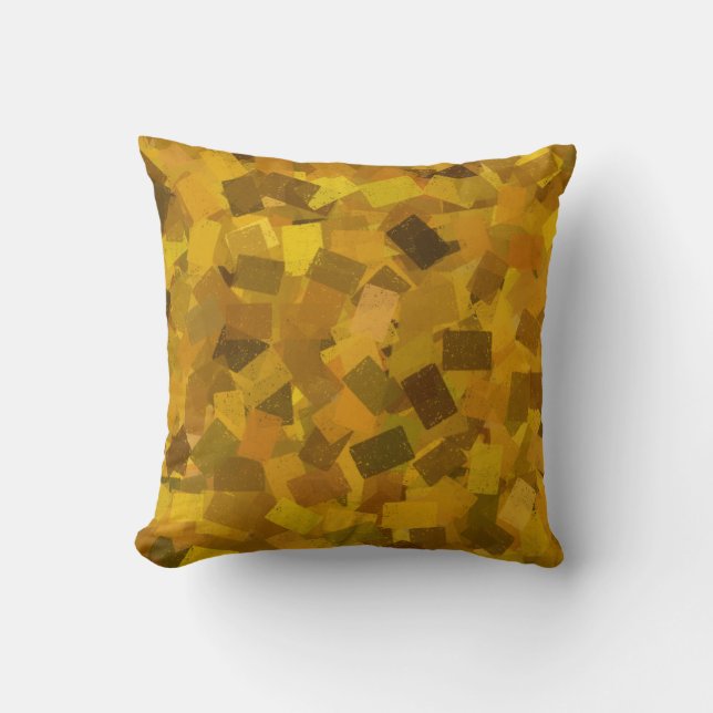 Yellow Brown Green Cubism Abstract Pattern Throw Pillow (Front)