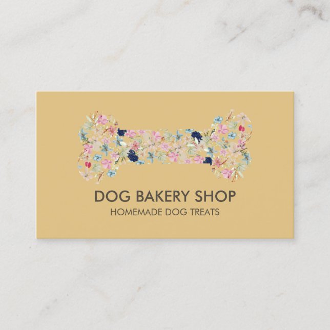 Yellow Brown Homemade Dog Treats Business Card (Front)