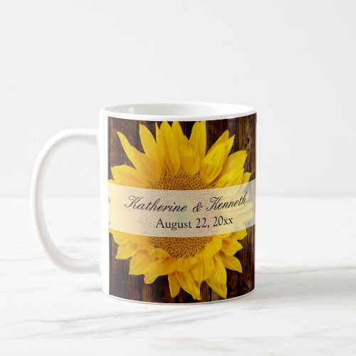 Yellow Brown Late Summer Sunflower Wedding Coffee Mug