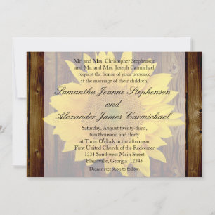 Yellow Brown Late Summer Sunflower Wedding Invitation