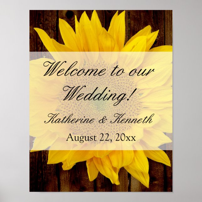 Yellow Brown Late Summer Sunflower Wedding Poster (Front)