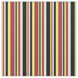 [ Thumbnail: Yellow, Brown, Light Cyan & Black Lines Pattern Fabric ]