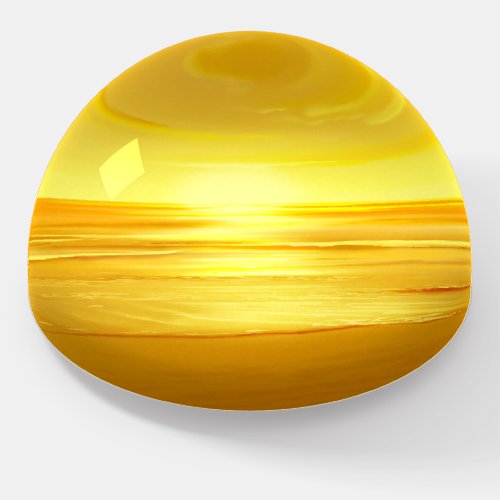 Yellow Brown Orange Beach Setting Sun Paperweight
