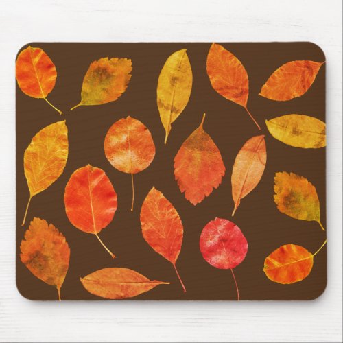 Yellow Brown Orange Fall Leaves Mouse Pad