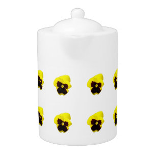 Yellow Brown Pansy Pattern, Teapot