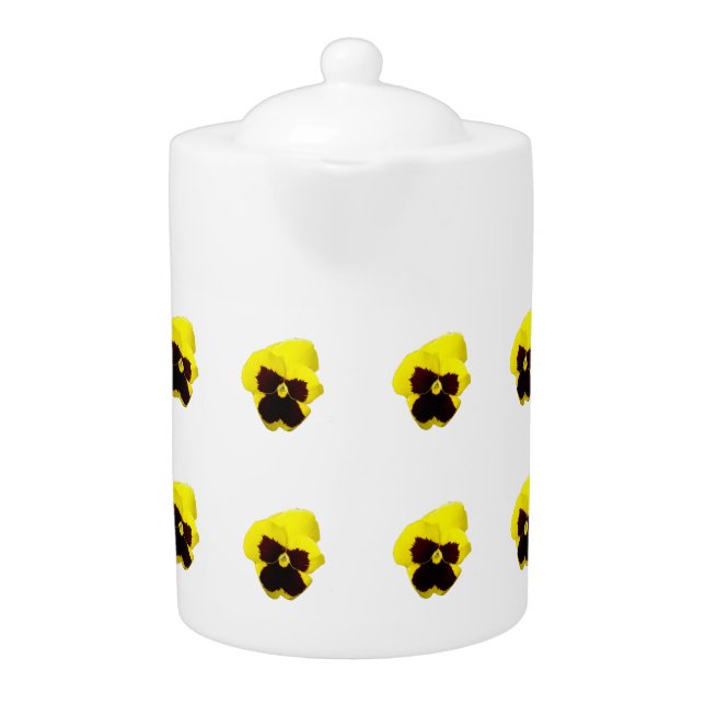 Yellow Brown Pansy Pattern, Teapot (Front)