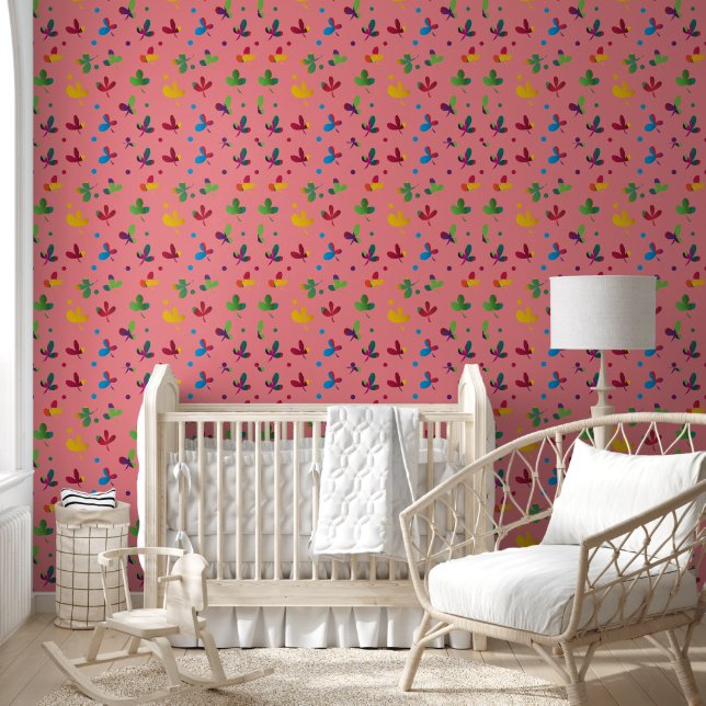  Yellow Brown red Blue Floral Abstract Wallpaper (Kids)