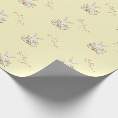 Yellow Brown Script Cute Baby Shower Wrap Wrapping Paper