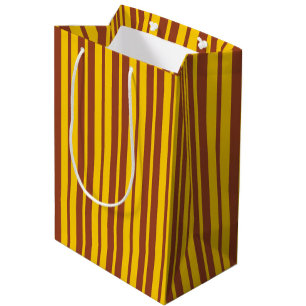 Yellow Brown Stylish Stripes Pattern Design Medium Gift Bag
