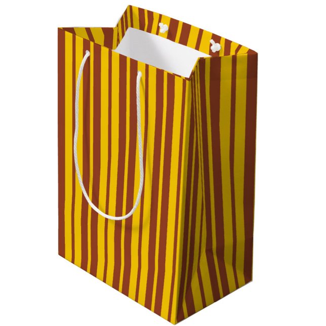 Yellow Brown Stylish Stripes Pattern Design  Medium Gift Bag (Creator Uploaded)