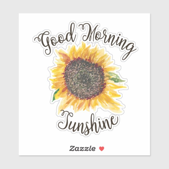 Yellow Brown Sunflower Good Morning Sunshine Sticker (Sheet)