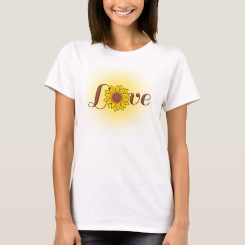 Yellow Brown Sunflower Love T Shirt