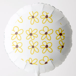 Yellow brown sunflower pattern floral modern boho balloon
