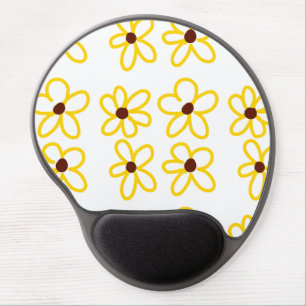 Yellow brown sunflower pattern floral modern boho gel mouse pad