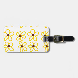 Yellow brown sunflower pattern floral modern boho luggage tag
