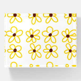 Yellow brown sunflower pattern floral modern boho paperweight