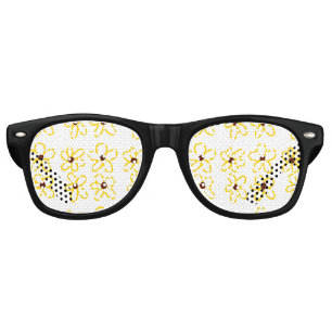 Yellow brown sunflower pattern floral modern boho retro sunglasses