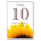 Yellow Brown Sunflower Wedding Table Number Card