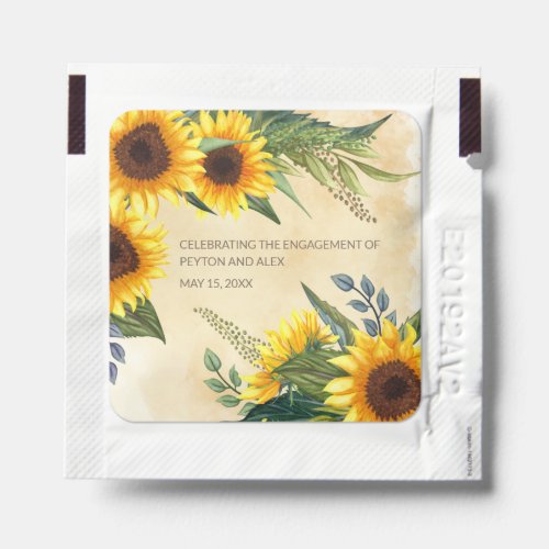 Yellow Brown Sunflowers Rustic Country Engagement Hand Sanitizer Packet
