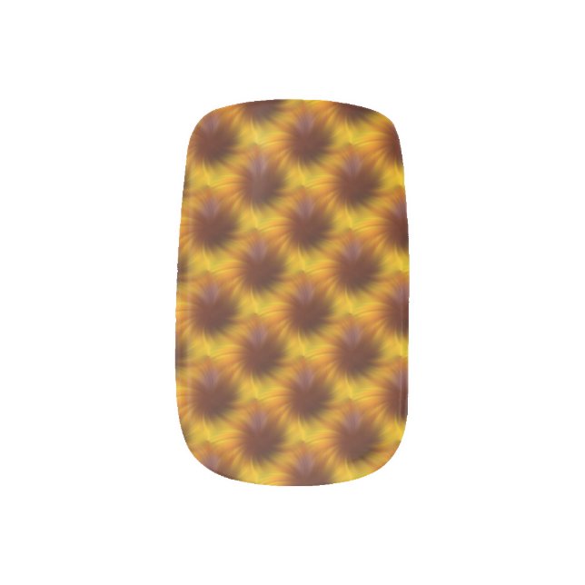 Yellow Brown Swirls Abstract Art Minx Nail Art (Left Thumb)