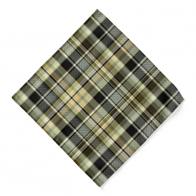 Yellow-brown tartan plaid.  bandana (Front)
