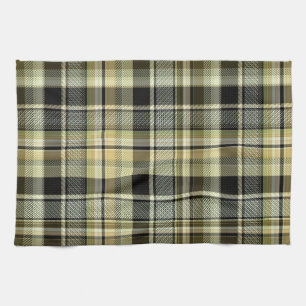 Yellow-brown tartan plaid. kitchen towel