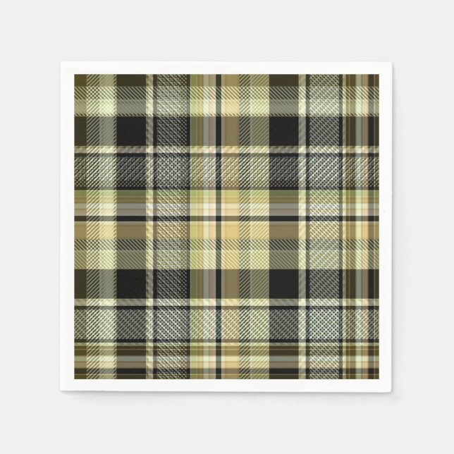 Yellow-brown tartan plaid. napkins (Front)