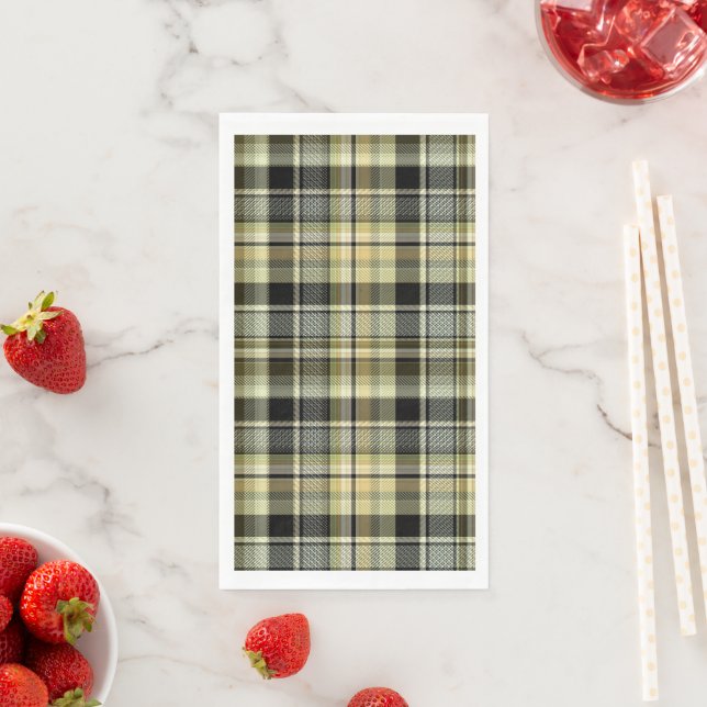 Yellow-brown tartan plaid.  paper guest towels (Insitu)