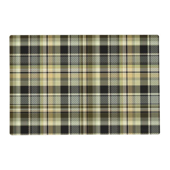 Yellow-brown tartan plaid.  placemat (Front)