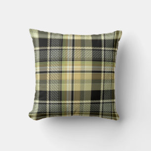 Yellow-brown tartan plaid.  throw pillow
