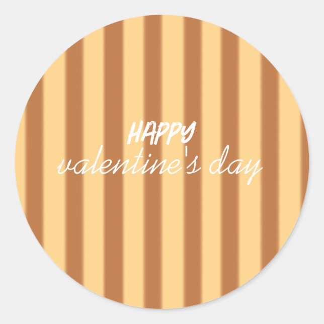 Yellow - Brown Valentine's Day Classic Round Sticker (Front)