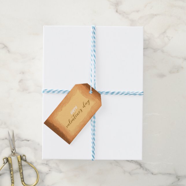 Yellow - Brown Valentine's Day Gift Tags (With Twine)