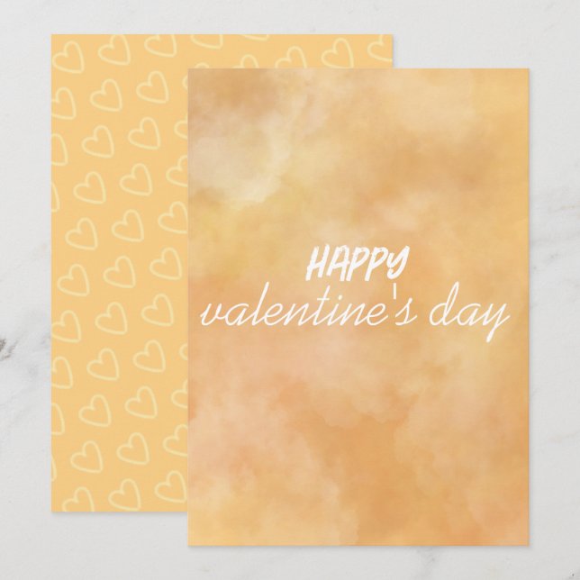 Yellow - Brown Valentine's Day Holiday Card (Front/Back)