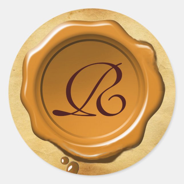 YELLOW BROWN  WAX SEAL PARCHMENT Monogram (Front)
