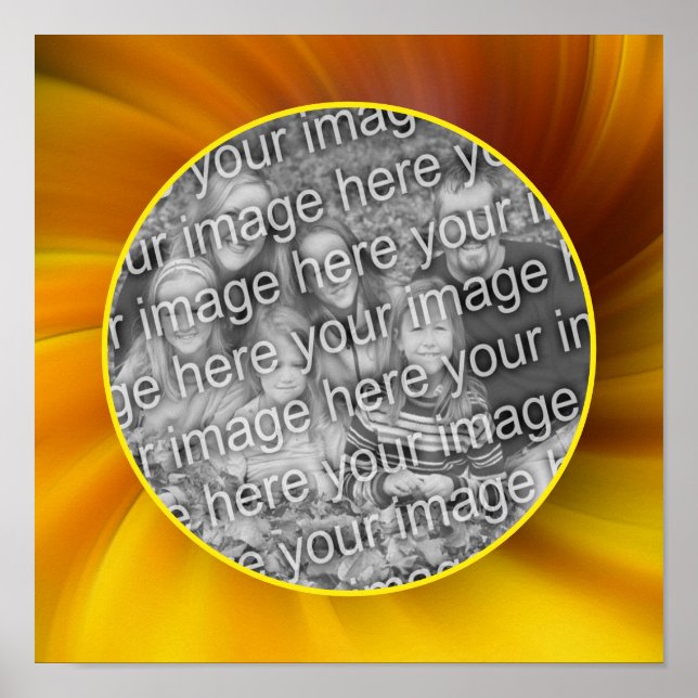 Yellow Brown Whirlpool Frame Add Your Own Photo Poster (Front)