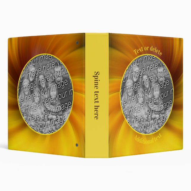 Yellow Brown Whirlpool Frame Create Your Own Photo 3 Ring Binder (Background)