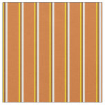 [ Thumbnail: Yellow, Brown, White, and Chocolate Colored Lines Fabric ]