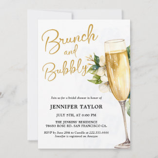 Yellow Brunch and Bubbly Bridal Shower Invitation
