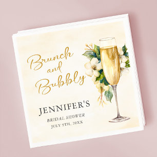 Yellow Brunch and Bubbly Bridal Shower Napkins