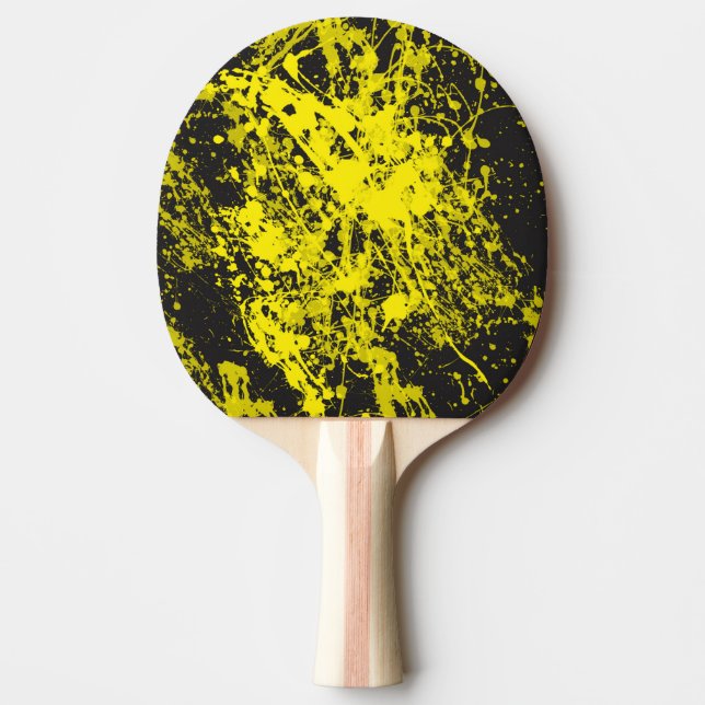 yellow brush splatter Ping Pong Paddle (Front)