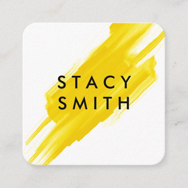 Yellow Brushed Square Business Card (Front)