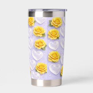 Yellow bubble heart insulated tumbler