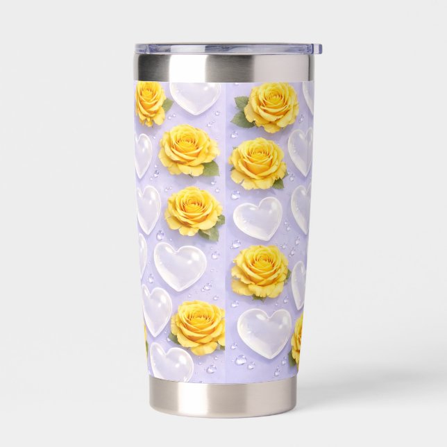 Yellow bubble heart insulated tumbler (Left)
