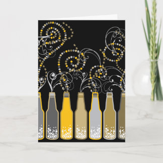 Yellow Bubbly Bottles New Year's Eve Holiday Party Invitation